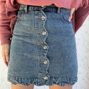 Bohme Denim Button-Front Mini Skirt